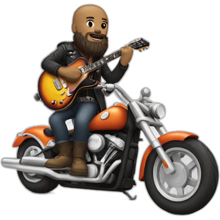 rock man with beard guitar and motorcycle emoji