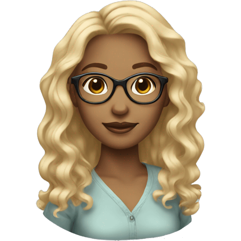 Blonde girl wavy hair glasses  emoji