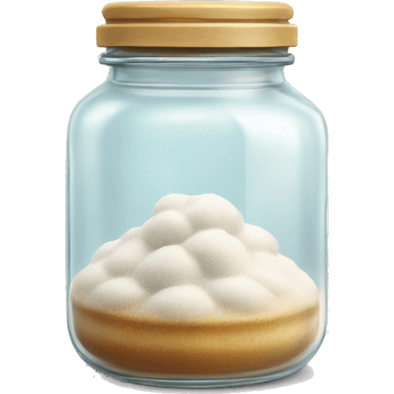 Realistic clear locking lid glass jar of baking sugar emoji