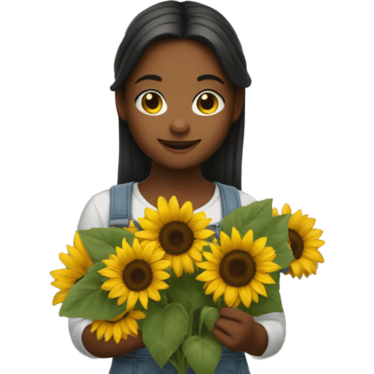 Girl holding sunflowers  emoji