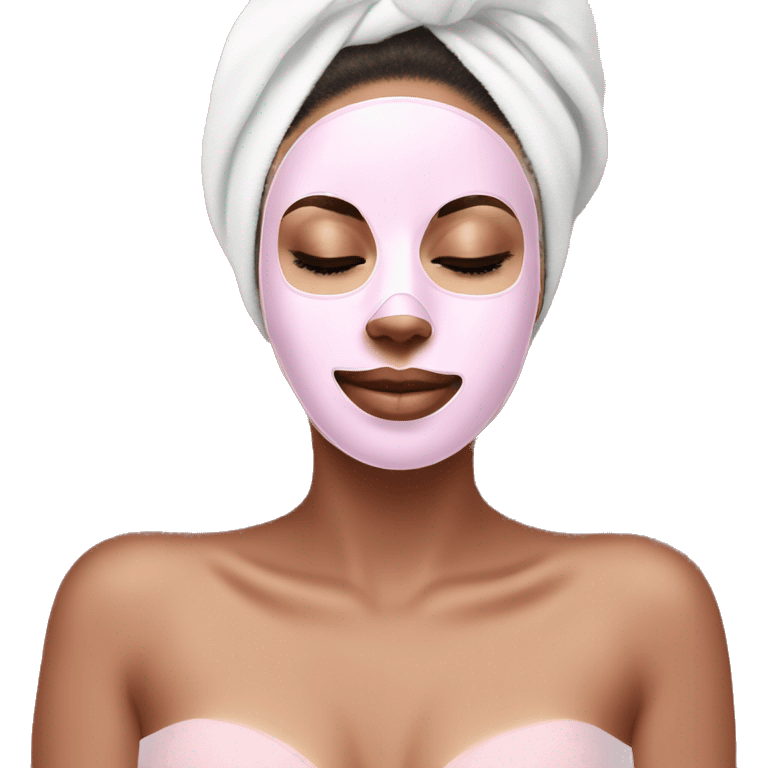 Lady with pastel pink face mask spa beauty full face relaxing emoji