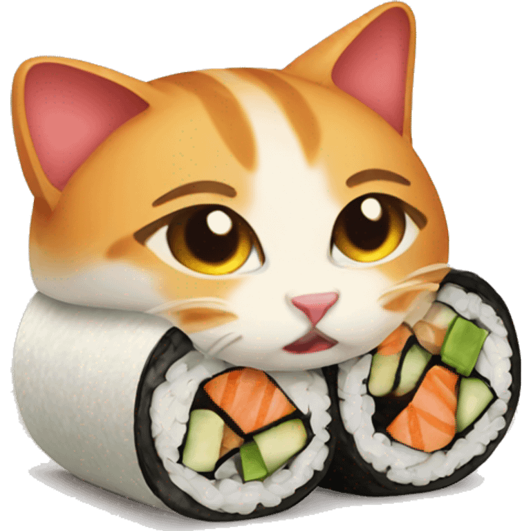 cat in sushi roll emoji