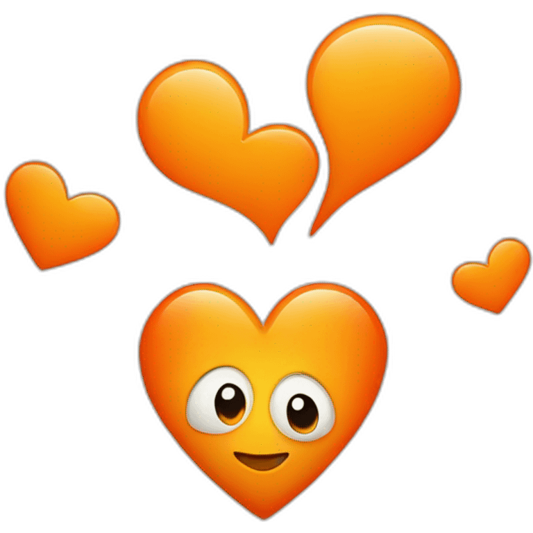 two orange hearts, one large in the center and one small above emoji