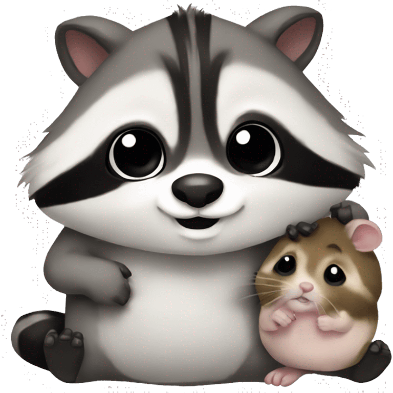 Racoon and hamster hugginh emoji