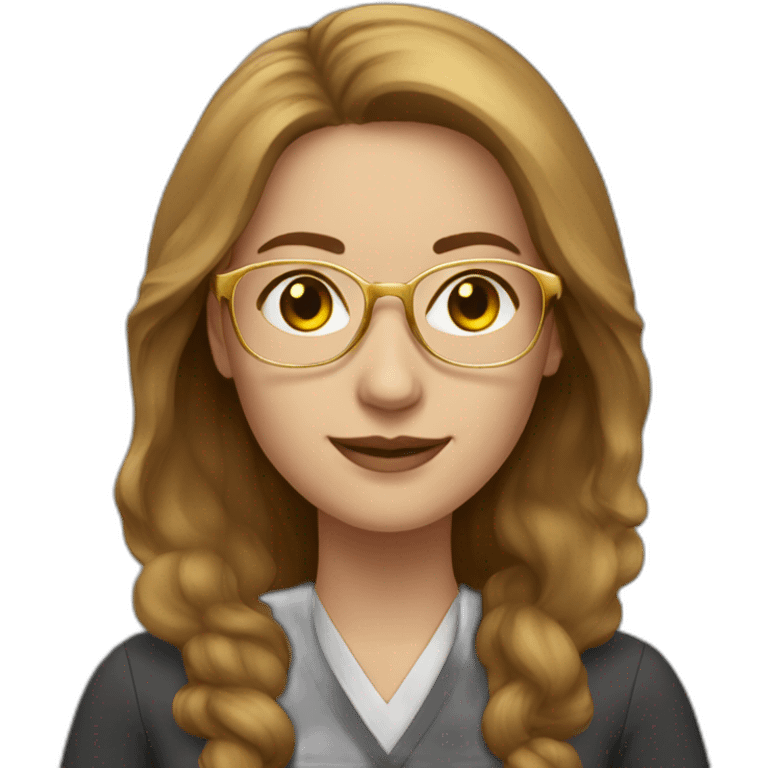 a woman medium long light brown hair with golden glasses teacher emoji