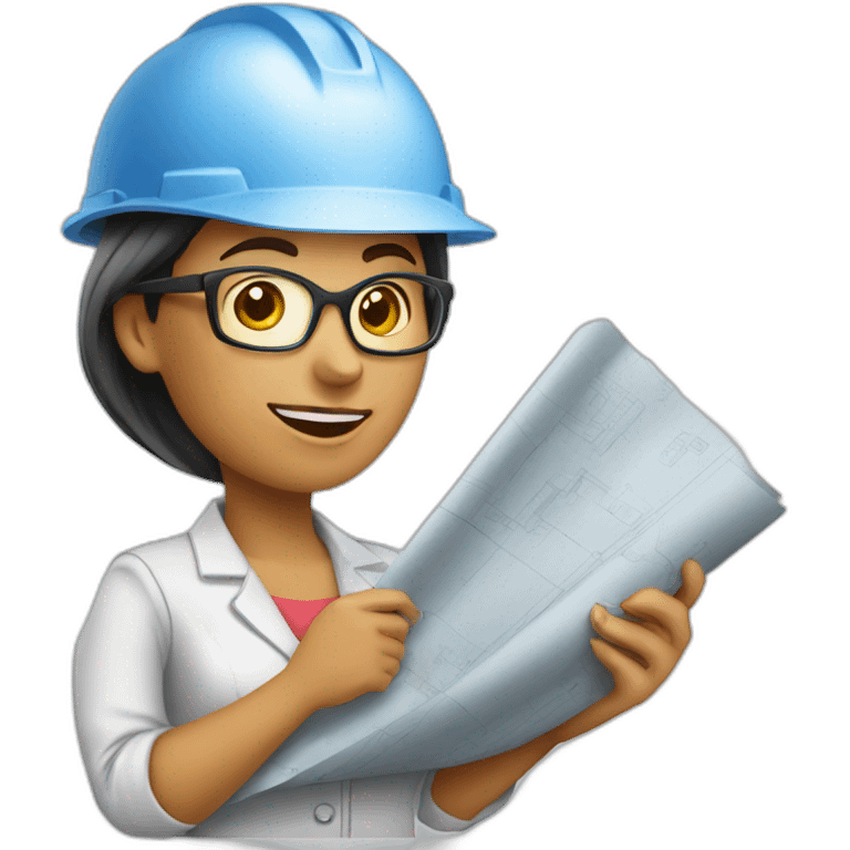 woman profession architect holding blueprints emoji