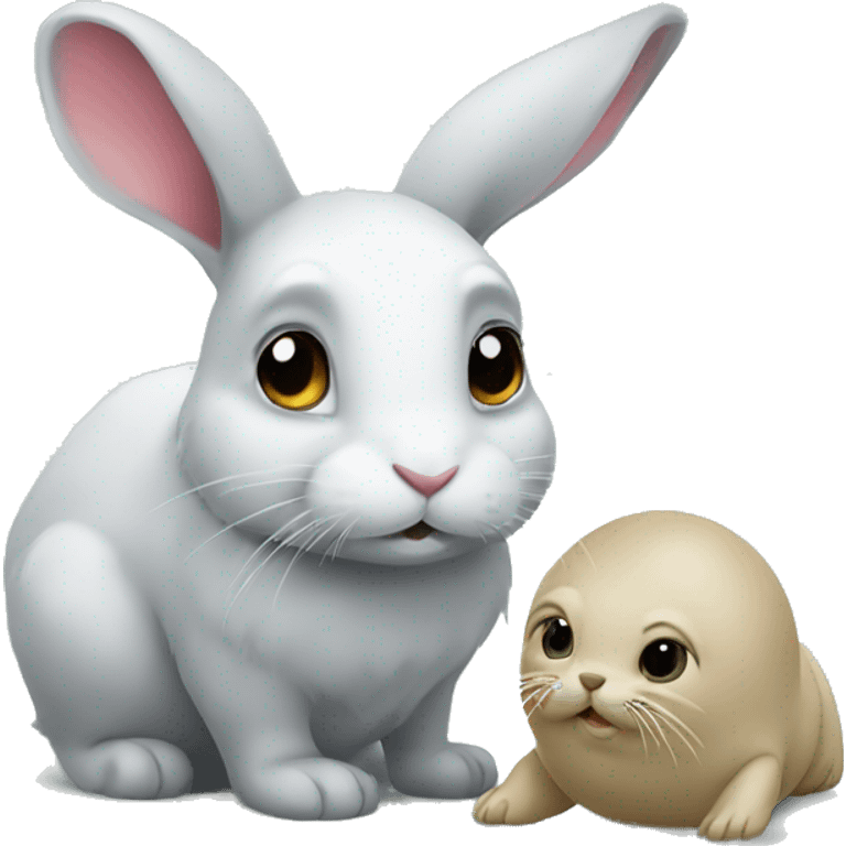 Rabbit with little seal emoji