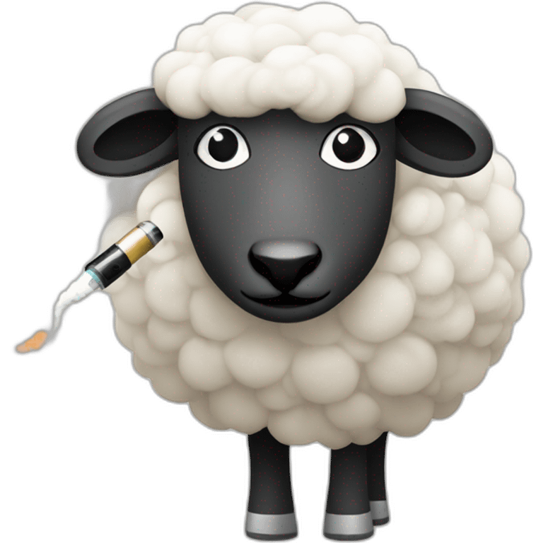 a sheep with an electronic cigarette emoji