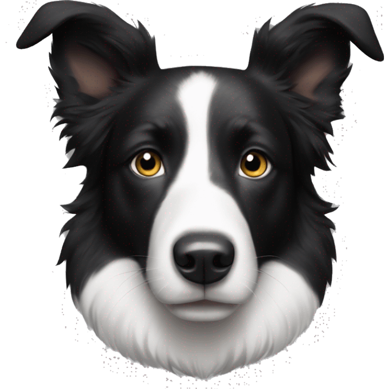 Border Collie Black white with short hair and batman ears  emoji