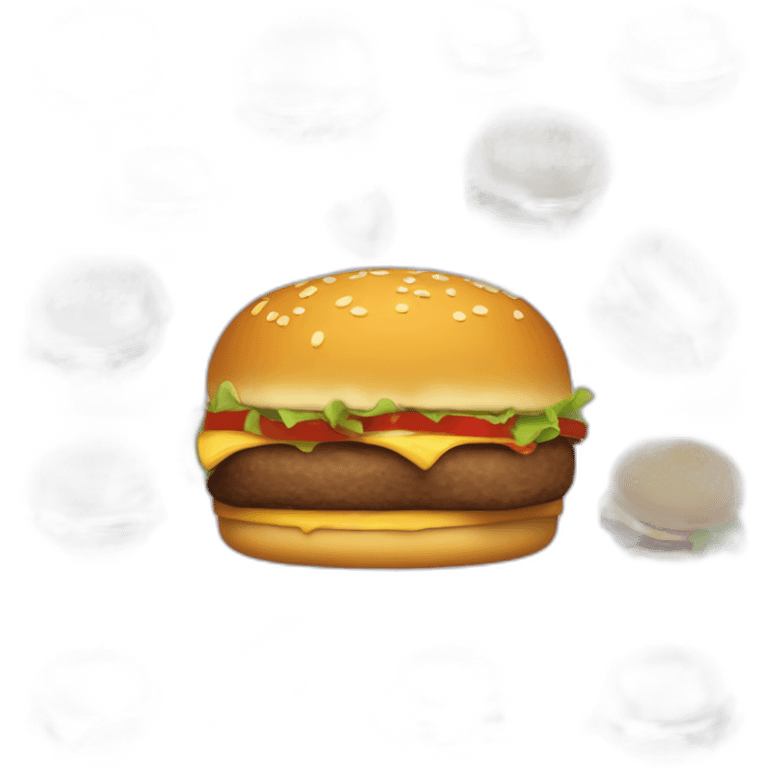 Chico con barba corta y tripita comiéndose una amburguesa una emoji