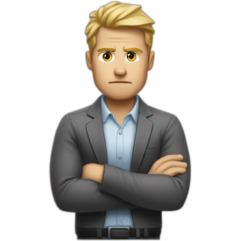 White Man HR-manager crossed arms angry emoji