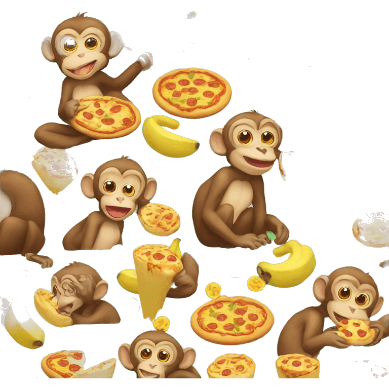 Monkey eating banana pizza emoji