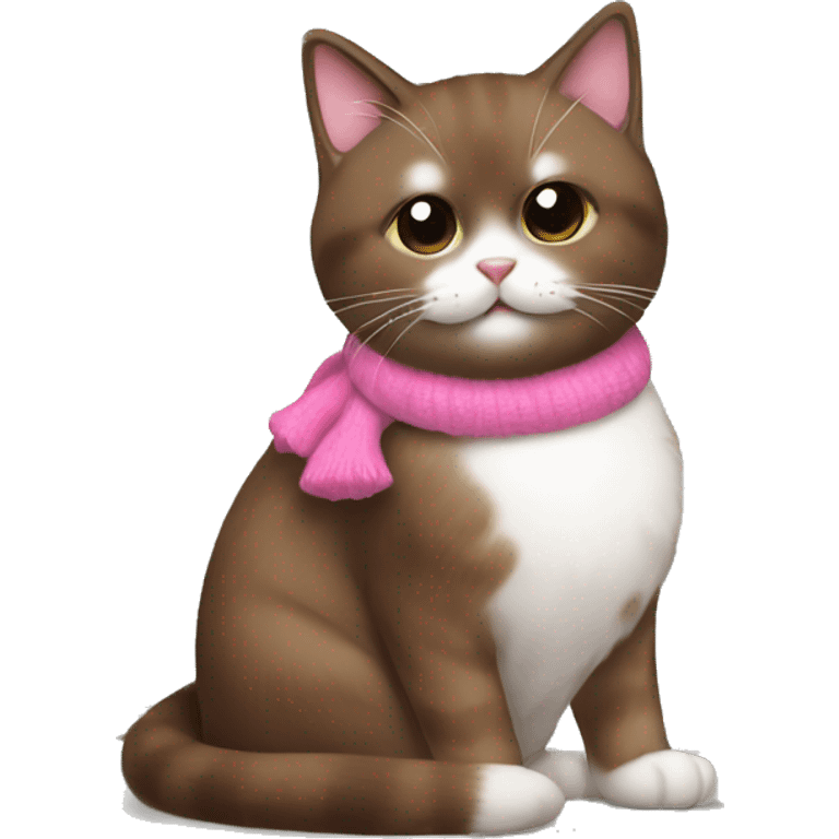 a brown snowshoe cat with little pink Christmas tree emoji