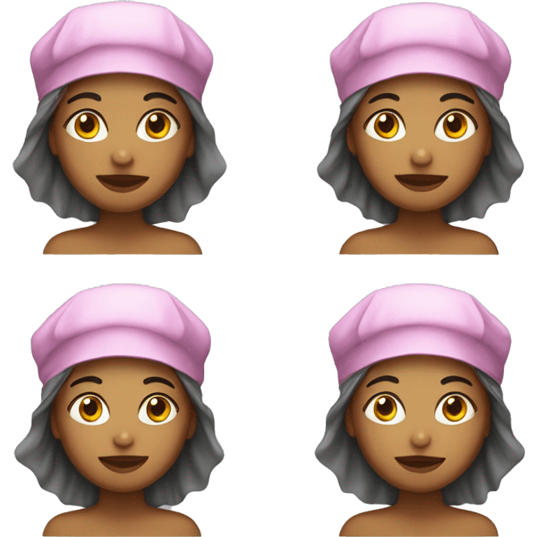 Girl wearing shower cap emoji