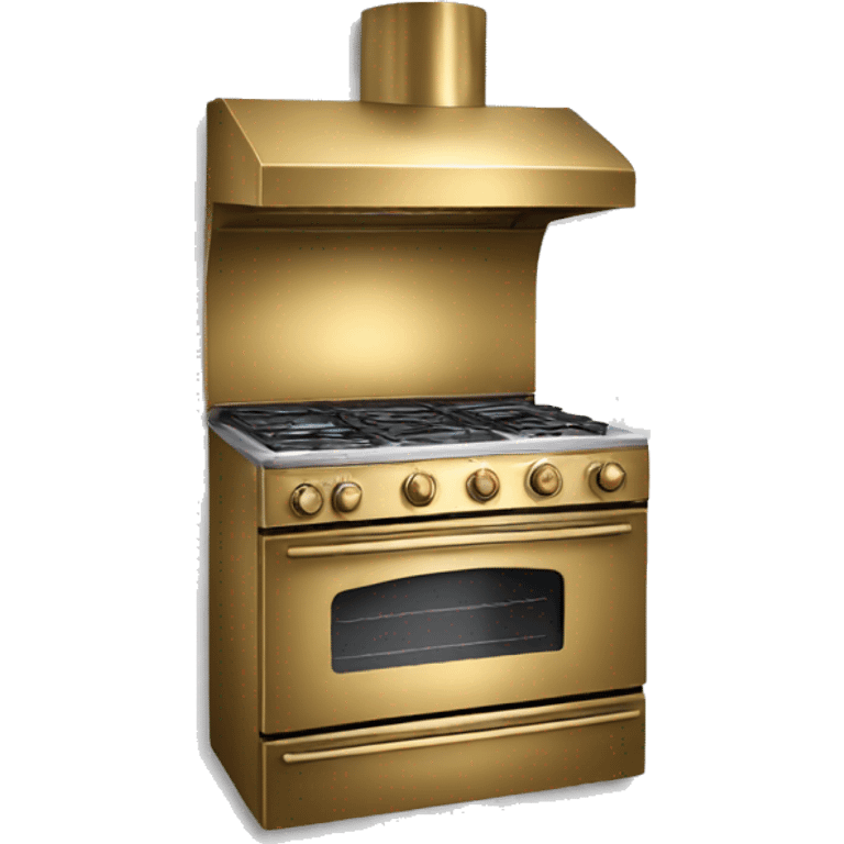 Realistic metallic gold stove top oven. emoji