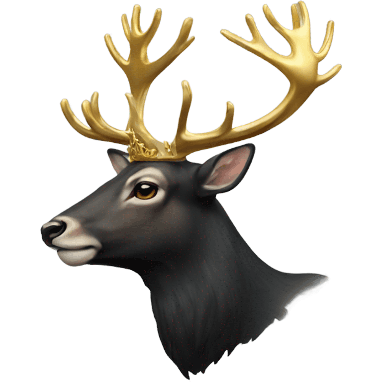 a black stag deer with a golden crown emoji