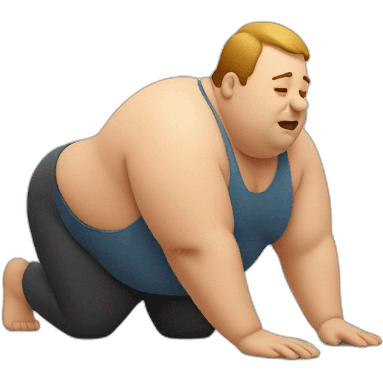 Obese man downward dog emoji