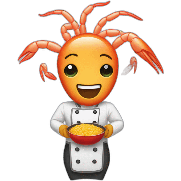 shrimp dressed as a cook making food emoji