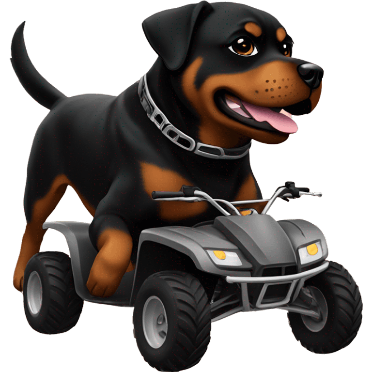 Rottweiler riding a 4 wheeler into the sunset emoji