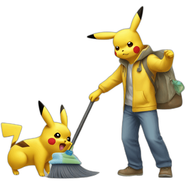 pikachu cleaning emoji