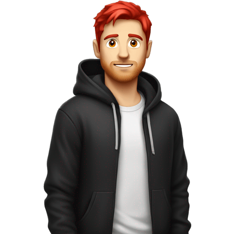 White guy with black and red hair with red glass and black hoodie emoji