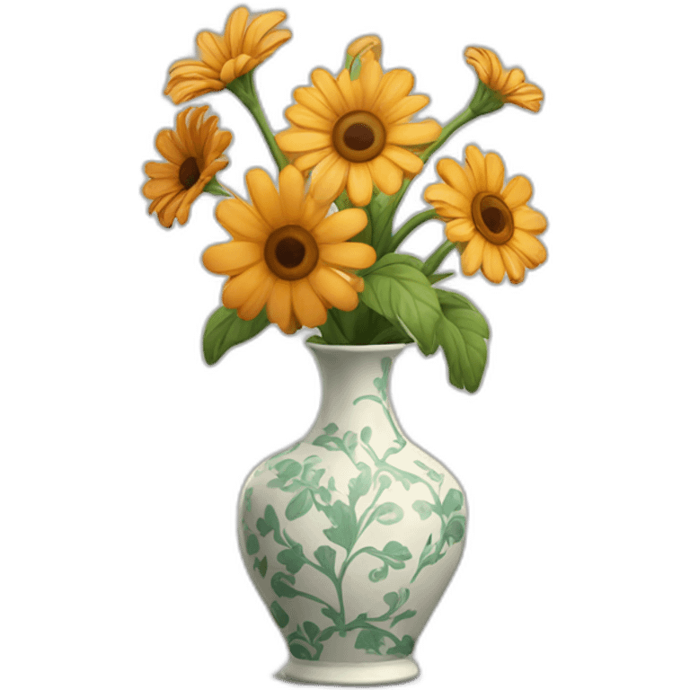 vase with a flower printed on the side emoji