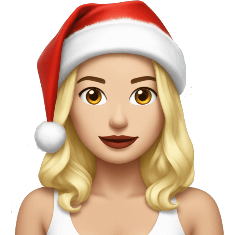 Margot Robbie with santa hat emoji