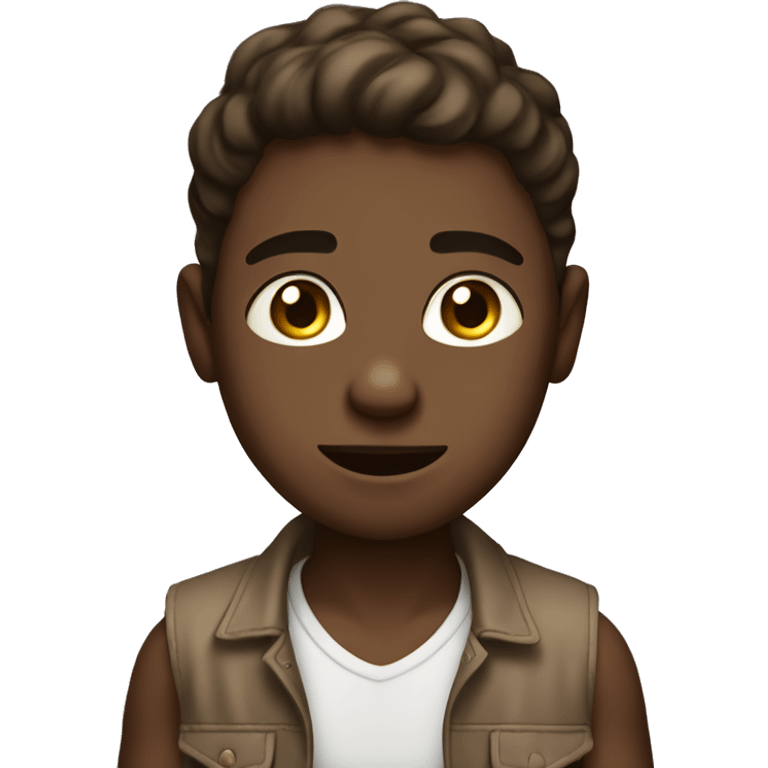 monochrome brown-skin boy with exposed midriff emoji