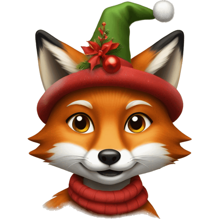 Fox lady mit Weihnachtsmütze emoji