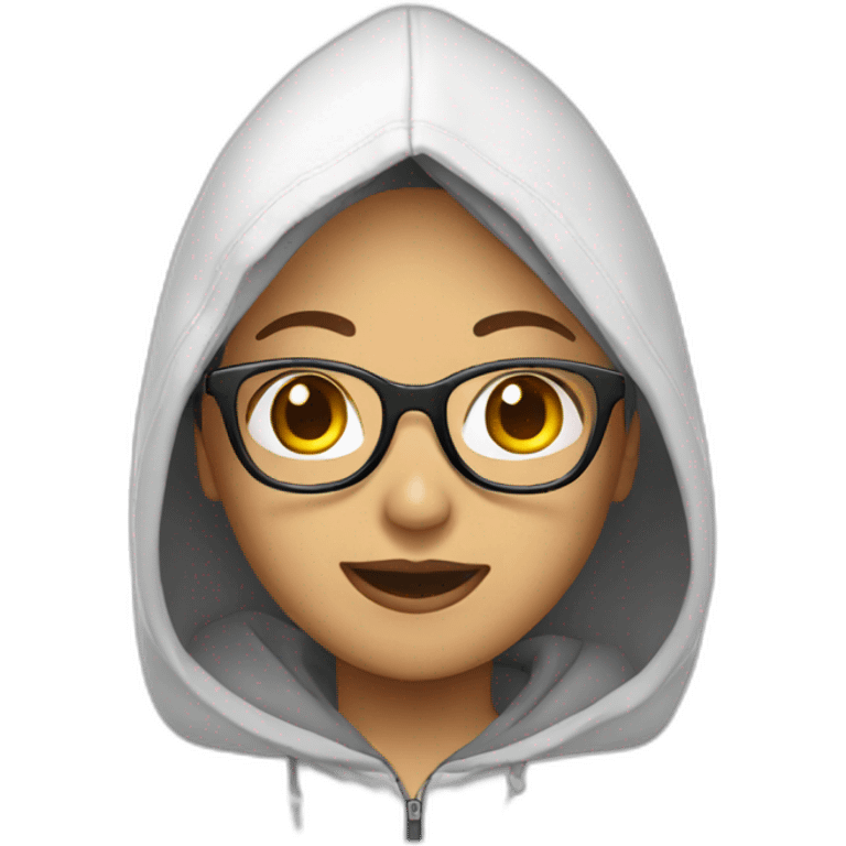 White Filipina hoodie with glasses happy emoji