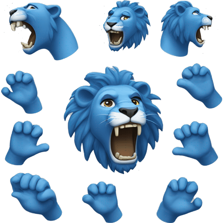 A blue lion slapping  emoji