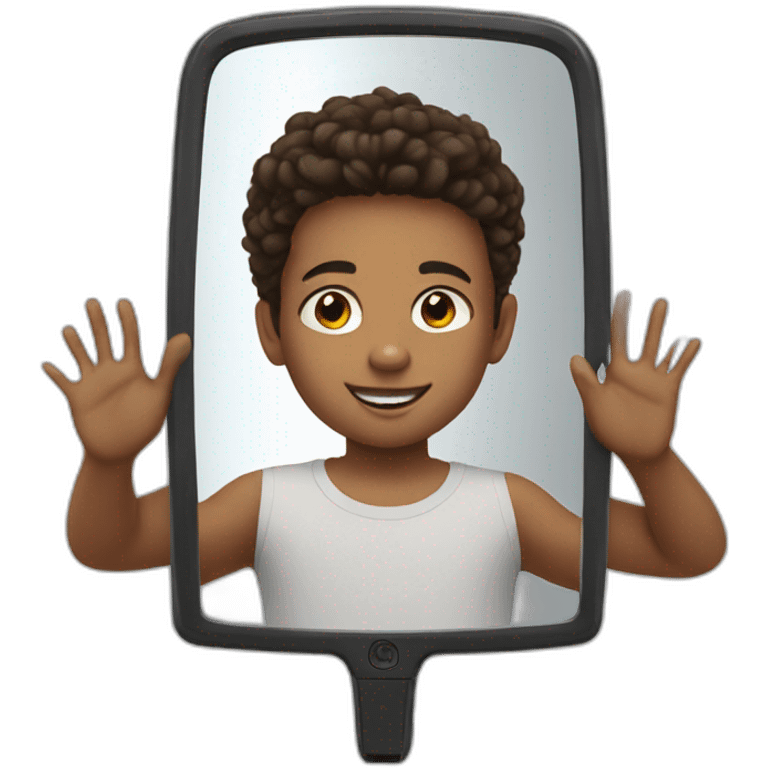 kid making a mirror selfie emoji