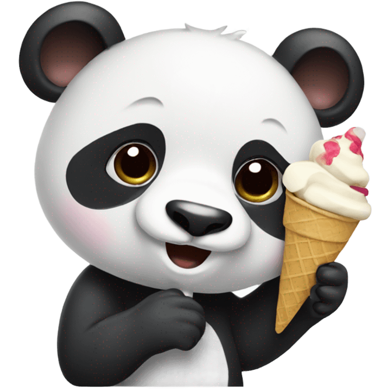 Panda eating ice cream emoji