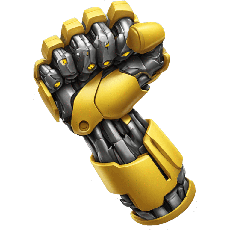 Yellow mechanical cyborg bicep that’s flexing emoji