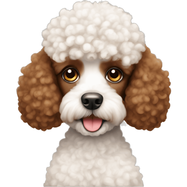 brown white mini poodle with teddy bear haircut emoji