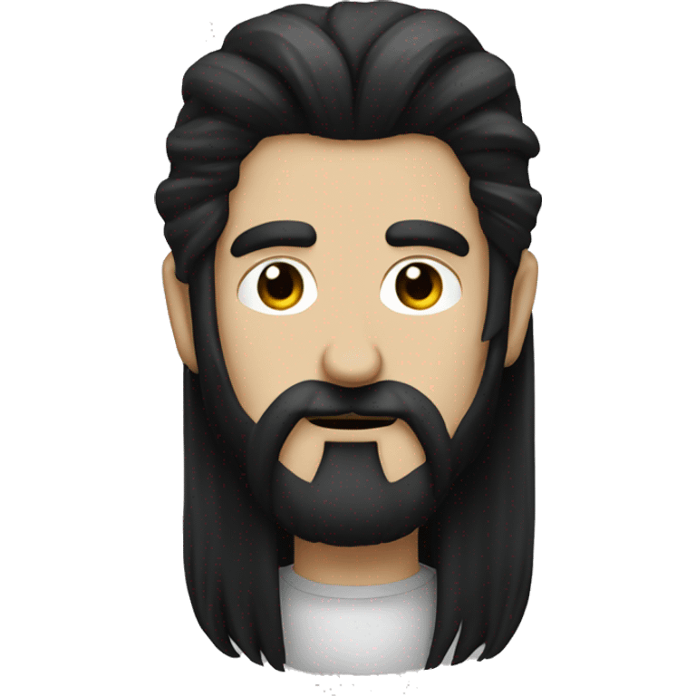 a goth man with long black hair and mustache and beard emoji