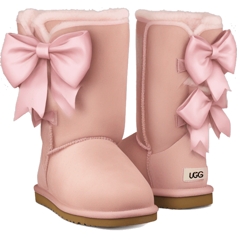 Blush pink Ugg boots with blush pink bows emoji