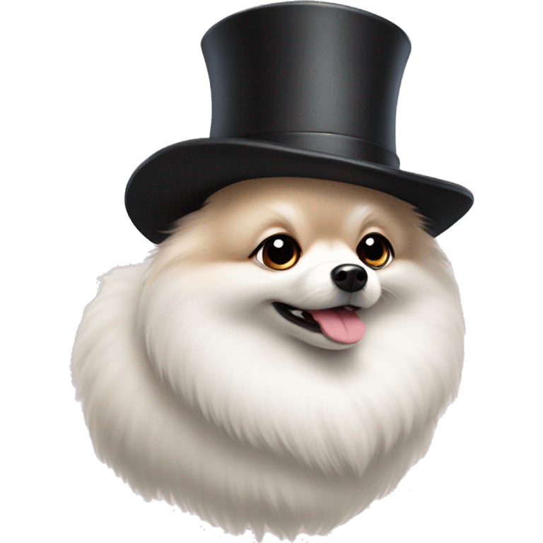 white pomeranian with tophat emoji