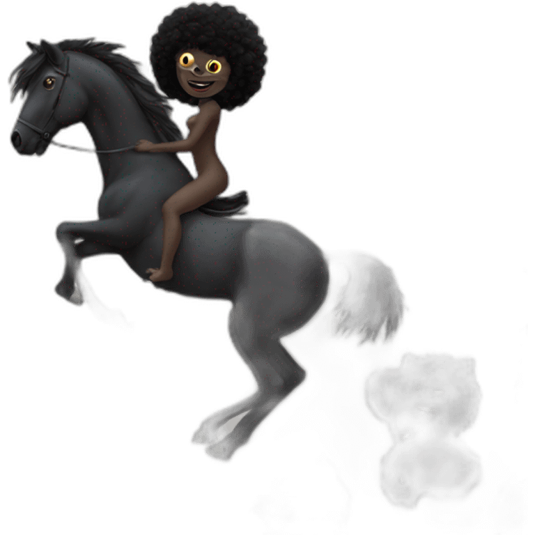 Female Naturist gollywog on a horse emoji