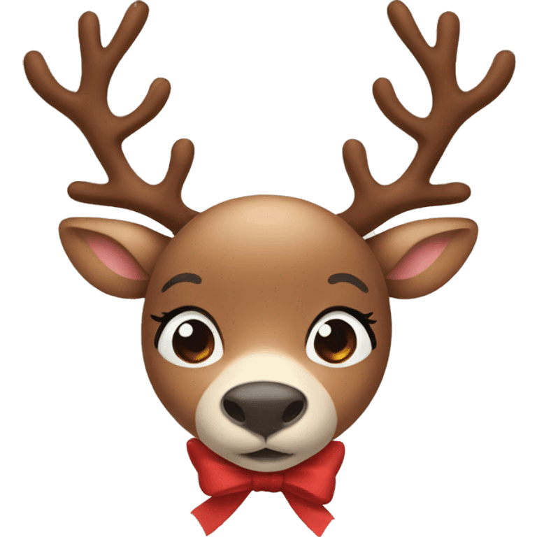 Cute reindeer with brown bow emoji