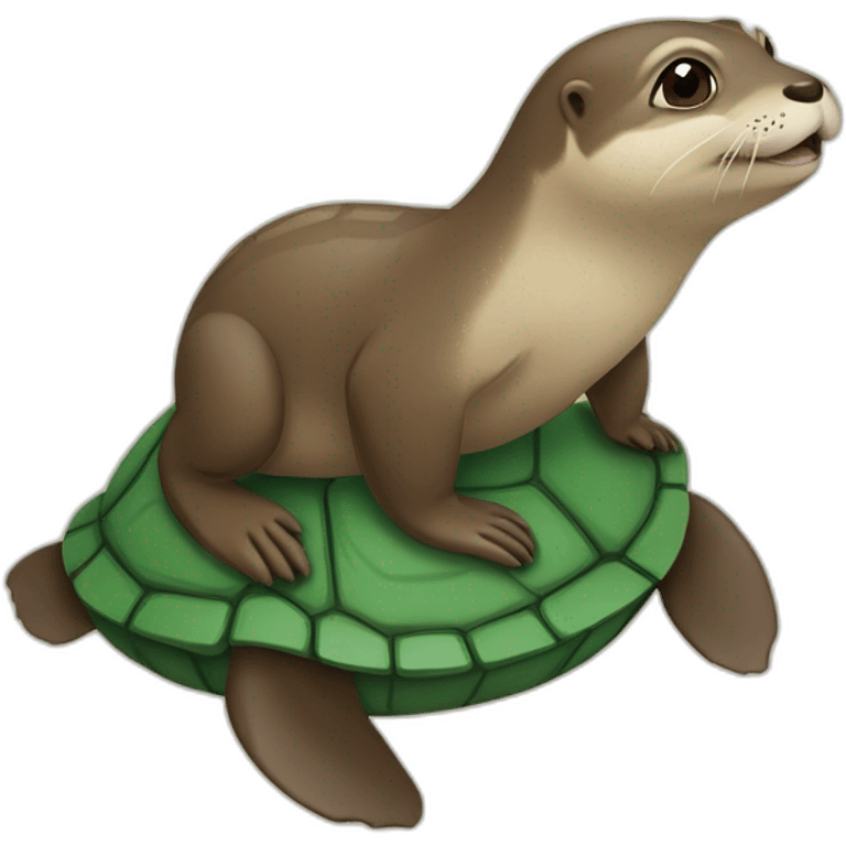 Une loutre sur une tortue emoji