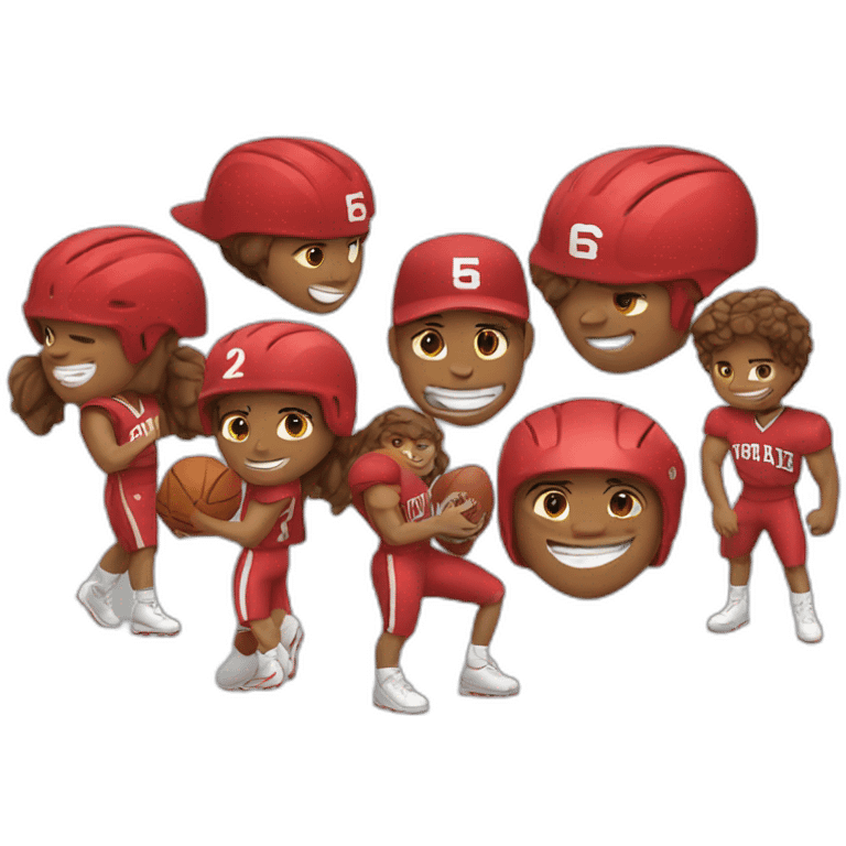 sports team wearing red emoji