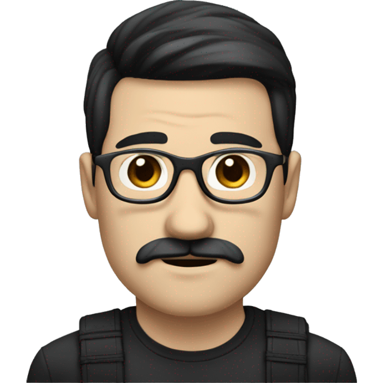 a white-skinned man with black straight hair, a black mustache and glasses emoji