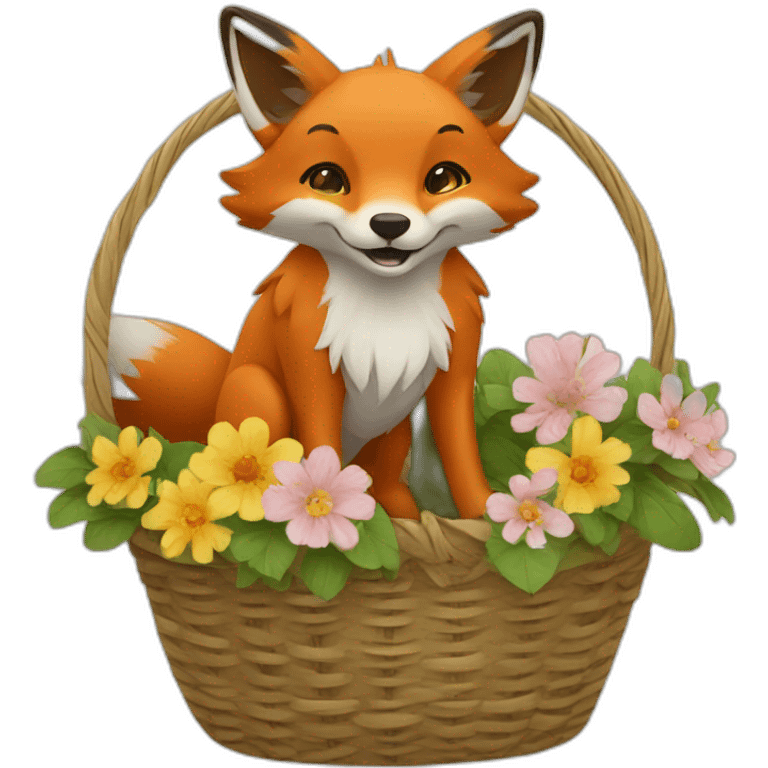 Fox in a flower basket emoji