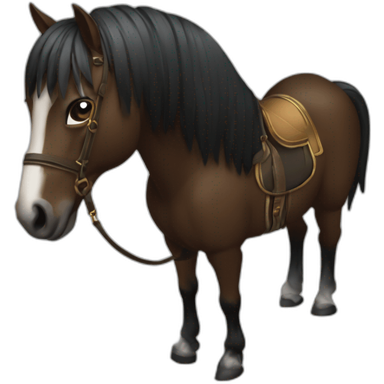 Cheval doré longue crinière noire emoji