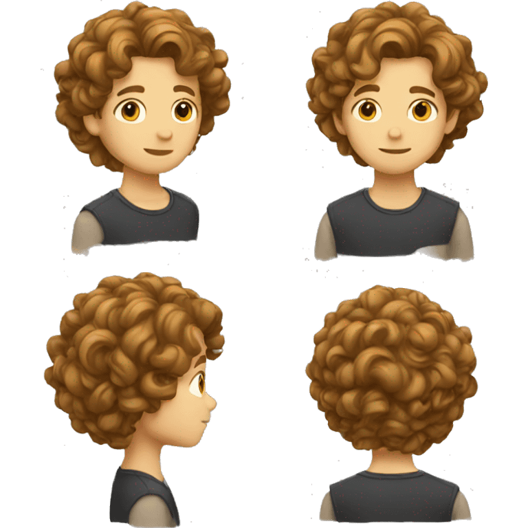 Long brown curling hair boy emoji