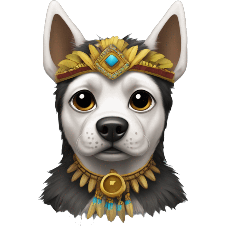 DOG Batman but headdress of papua new guikwa emoji