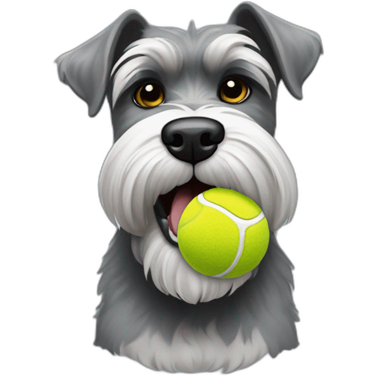 Full body schnauzer tennis ball in mouth emoji