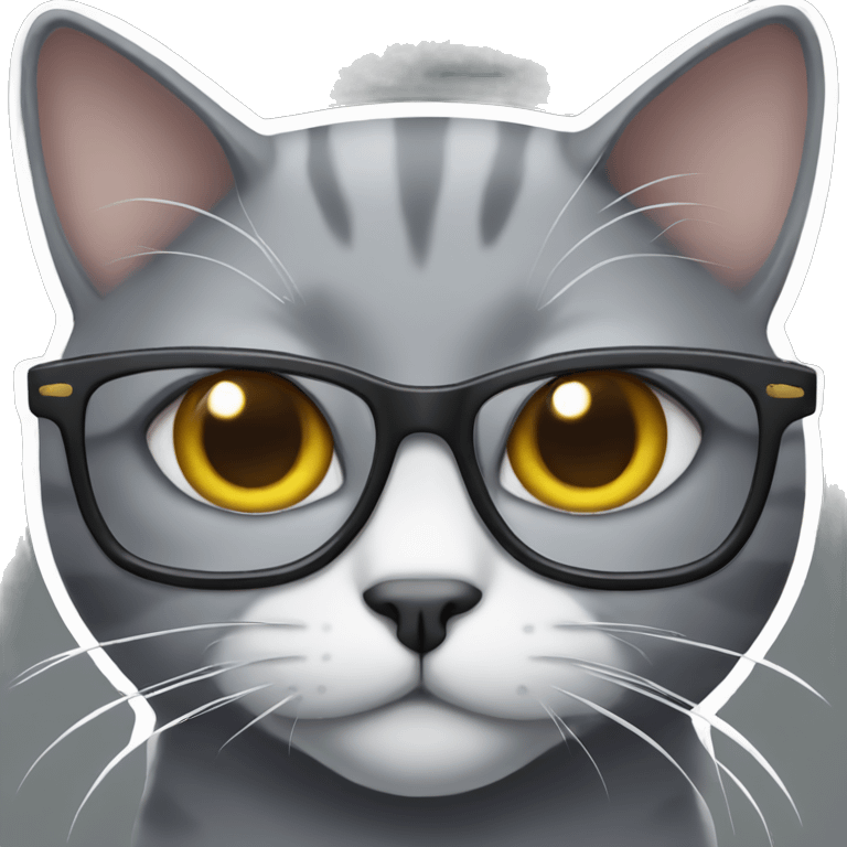 Gray cat in glasses  emoji