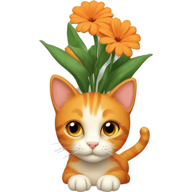 orange cat with bouquet emoji